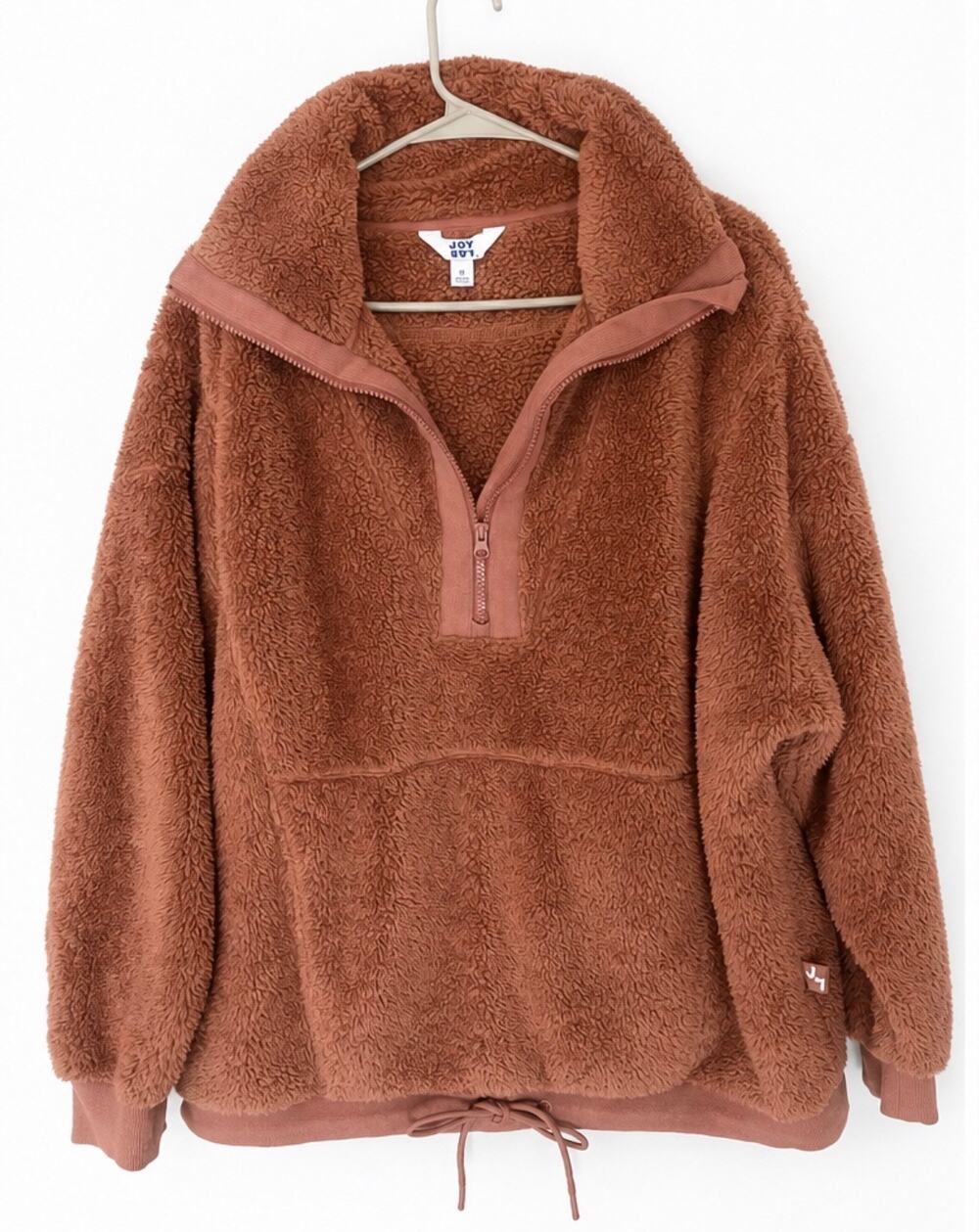 JoyLab Women's Brown Teddy Sherpa Half-Zip Pullover Size Medium